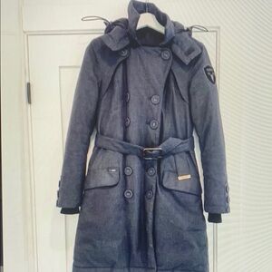 Stylish Gray Hooded Trench Coat